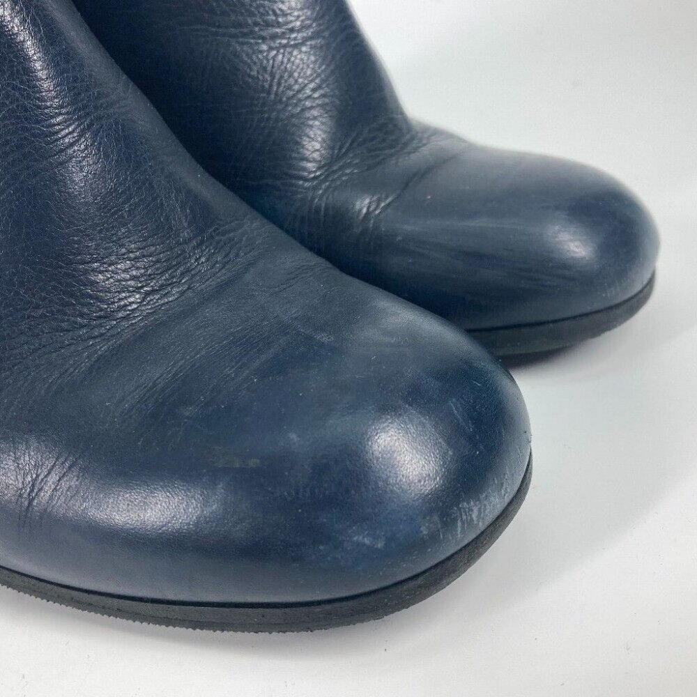 CHANEL short boots shoes heels CC CC Mark turn lock boots Leather Navy - Picture 15 of 16